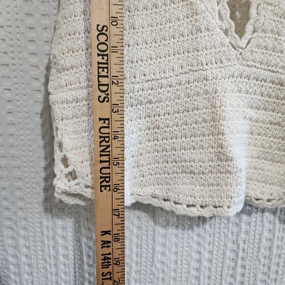 American Eagle Ivory Crochet Knit Crop Top Boho Festival Tank Women’s Size Large - Picture 9 of 11